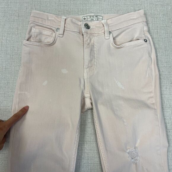 We The Free People Great Heights Frayed Skinny Jean Womens 24 Pink Stretch *READ - Picture 5 of 12